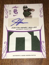 JUSTYN-HENRY MALLOY 2017 LEAF PERFECT GAME AUTO PATCH CARD #6/20 BRAVES RAYS