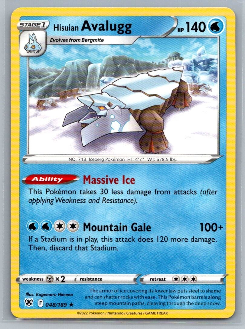 Hisuian Avalugg 48/189 Astral Radiance Rare Pokémon TCG 2022