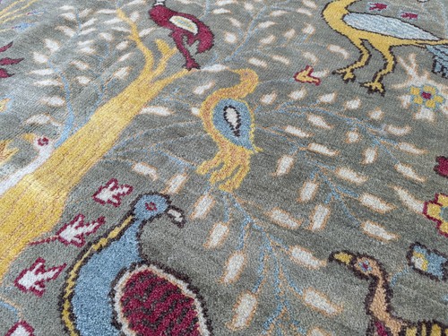 9x12 NEW WOOL ORIENTAL RUG HANDMADE HAND-KNOTTED brown blue traditional colorful - Picture 15 of 16