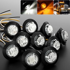 10x Amber White 34dual Color Truck Trailer Led Round Bullet Side Marker Lights