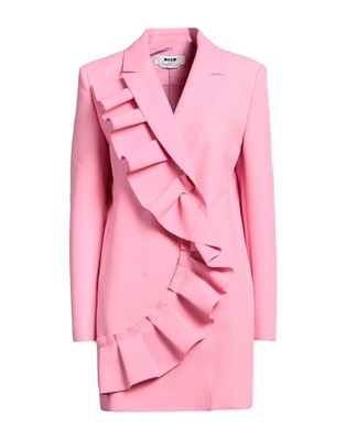 $605 NWT MSGM HALF LINED DOUBLE BREASTED BLAZER WITH RUFFLED Size 40 Pink Coat