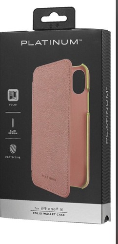 Platinum - Folio Wallet Case for Apple iPhone X and XS -iPhone 8 -  Pink - Picture 2 of 8