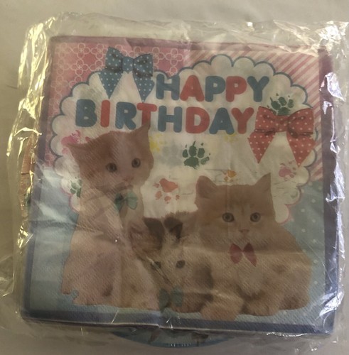 40pc Kitten Happy Birthday Plate & Napkins Set