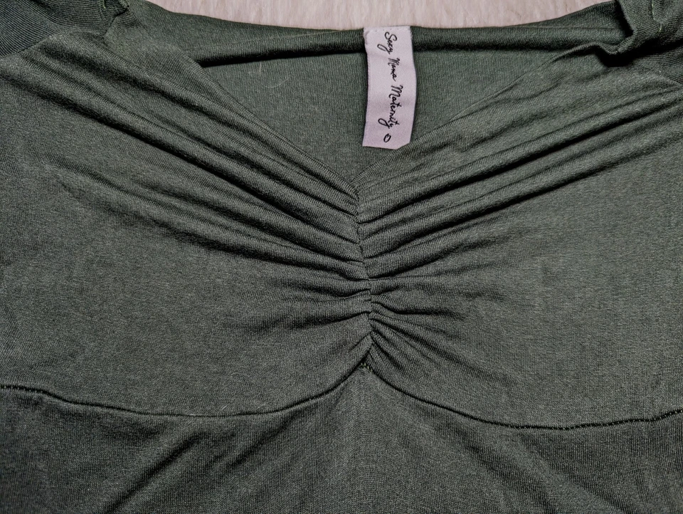 SEXY MAMA MATERNITY Dress Army Green BOAT NECK Long Sleeve Size XS Women's  - Image 3 of 4