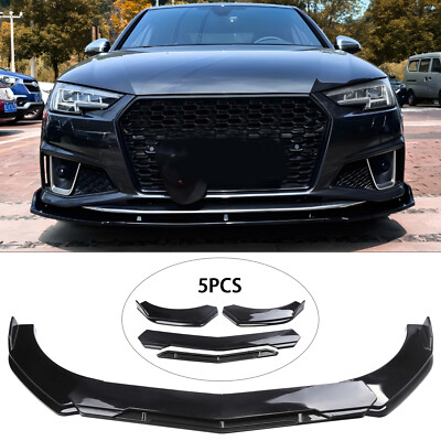 For Audi A3 Quattro A2 A4 A6 A7 A8 Gloss Black Front Bumper Lip Body Kit Spoiler