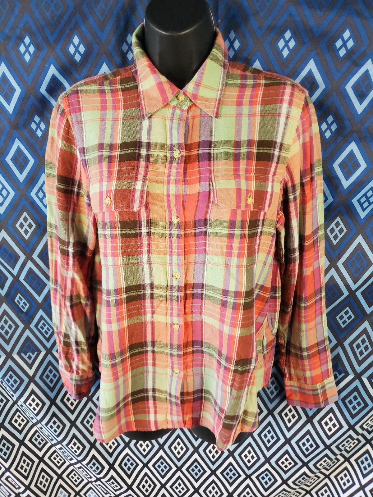 Chaps Multicolored Medium Plaid Button-up Women C… - image 4