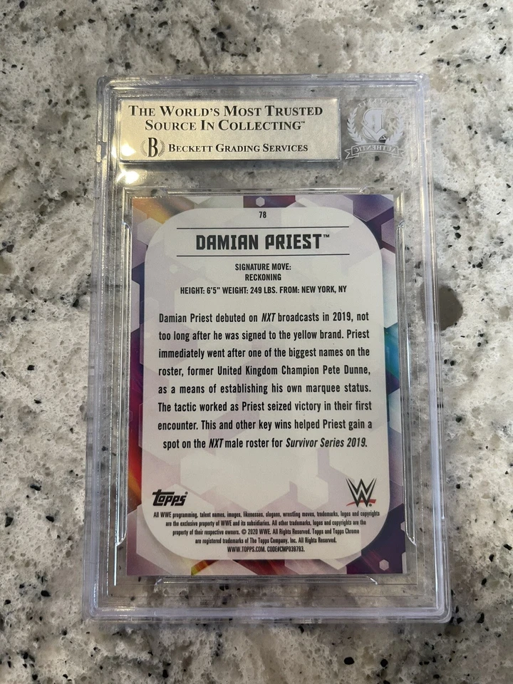 DAMIAN PRIEST SIGNED AUTOGRAPH SLABBED WWE 2020 TOPPS CARD BECKETT ENCAPSULATED - Image 3 of 3