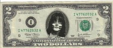 Billete de 2 dólares Kiss Eric Singer ¡Como nuevo! ¡Raro! $1…