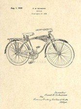 Impresión artística oficial de patente de bicicleta Schwinn de Estados Unidos - Bicicleta original de colección - Antigua 25