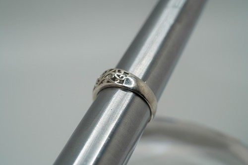 Anillo recortado floral vintage de plata de ley talla 9 - Imagen 6 de 6