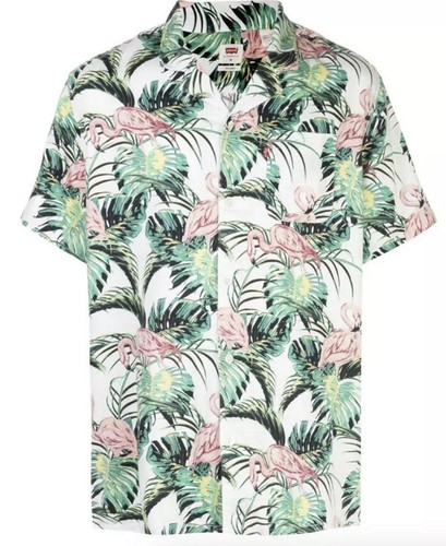 Flamingo Leaf-print CUBANO SHIRT Size 