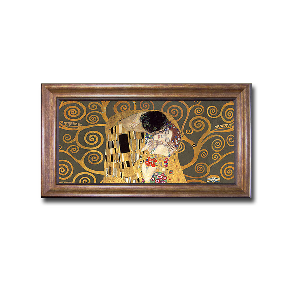 Bronze Framed The Kiss (Det-Grey) by Klimt Canvas Artwork 22in x