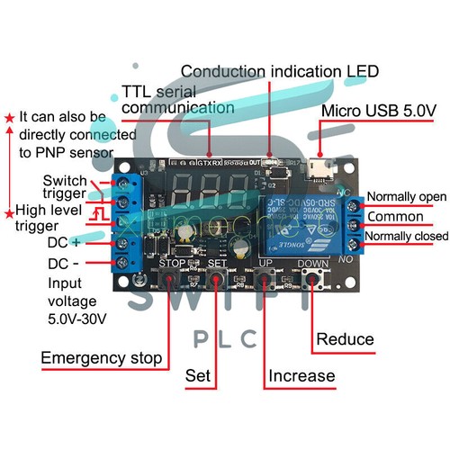 NEW DC 5V/12V/24V Digital LED Cycle Timer Delay Relay Switch Time Relay Module - Picture 3 of 5