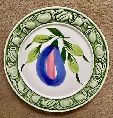 2 - Pizzato Made in Italy Hand Painted Sweet Pea & Eggplant 12 1/2  Chop Plates