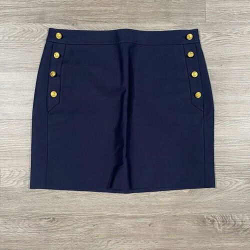 J. CREW Francobollo Marinaio Minigonna Blu Navy Bottone Oro 70676 CARINO - Foto 3 di 8