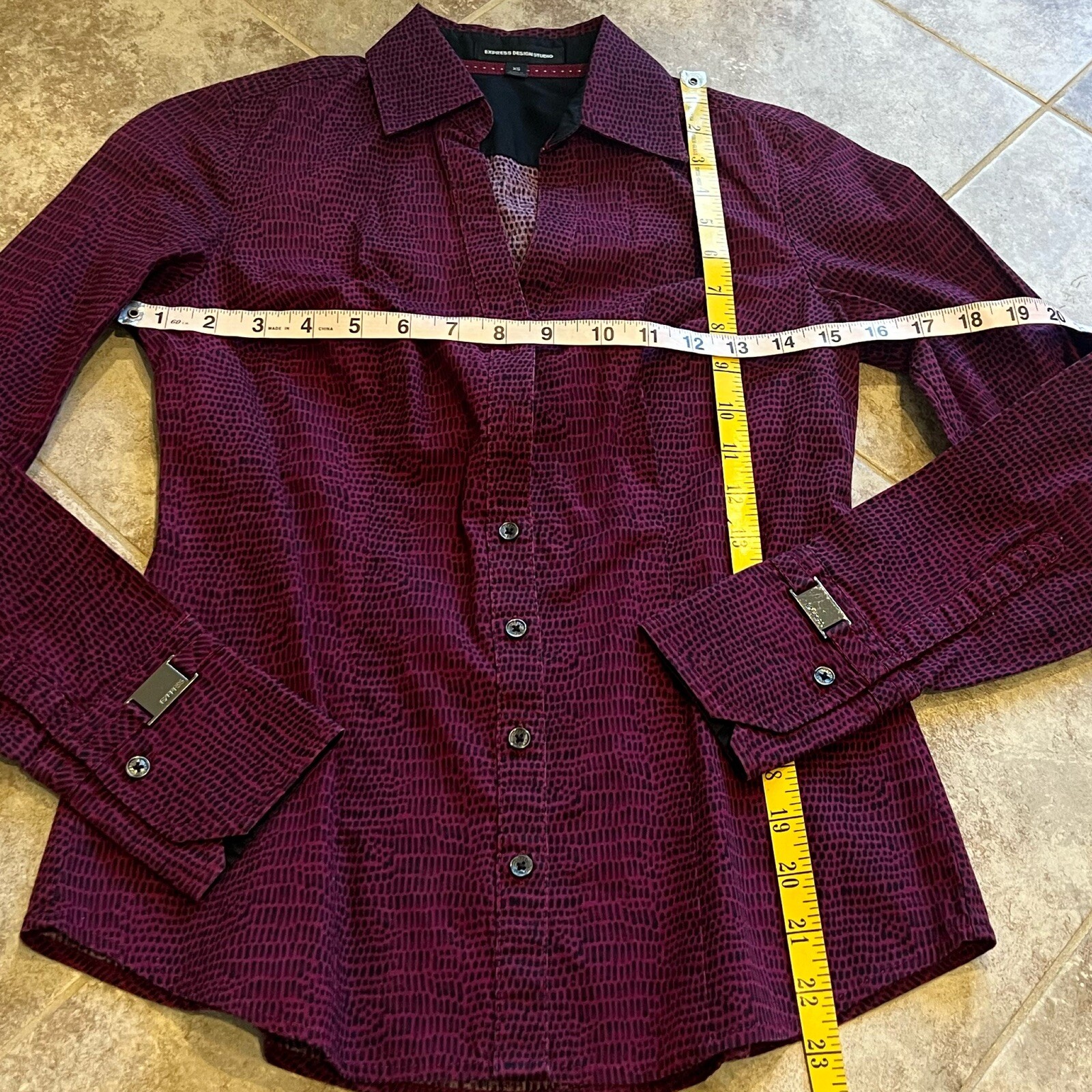 Express animal print button down long sleeve stre… - image 3