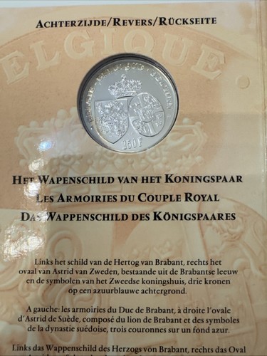 Queen Astrid 250 Francs Fine Silver Memorial Coin - Picture 4 of 6