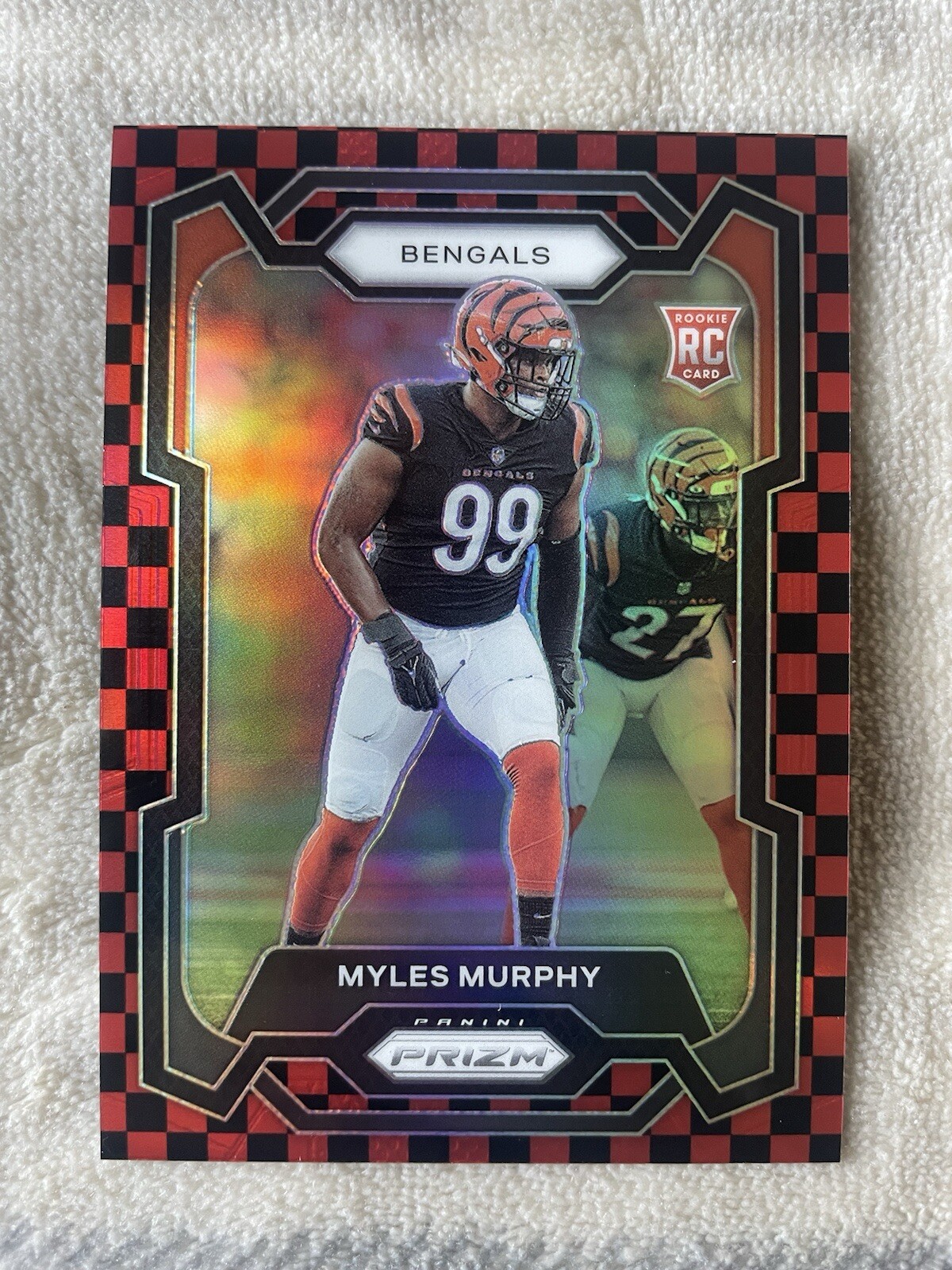 2023 Panini Prizm - Rookies Black and Red Checker Prizm #320 Myles Murphy (RC)
