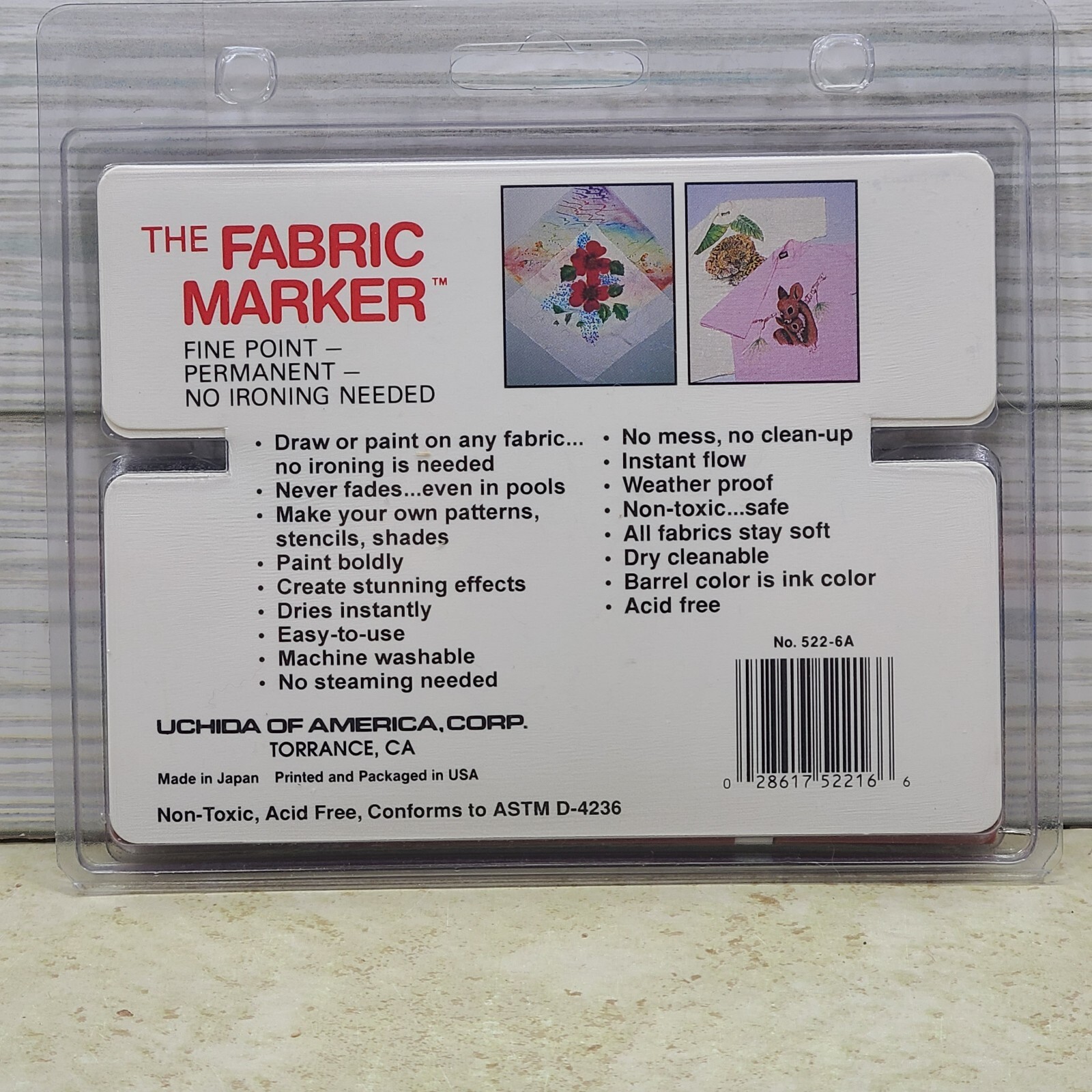 Marvy Uchida Fabric Marker Fine Point 522-6A Bright. Bold Colors 