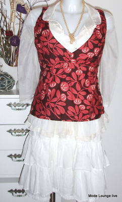 NOA NOA Blouse Shirt Red Flower National PRINTED Robe Bordeaux NEW