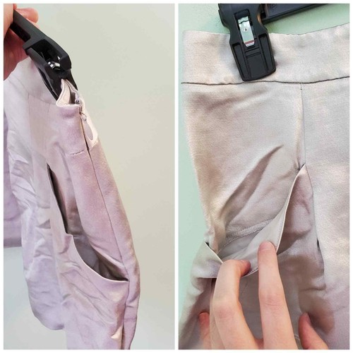 NWT! Theory Light Silver Silk Hemp A-Line Mini Skirt Size 2 - Picture 7 of 8