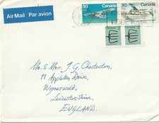 1982 Canada cover from Orangeville ONT to Wymeswold, Leicestershire England