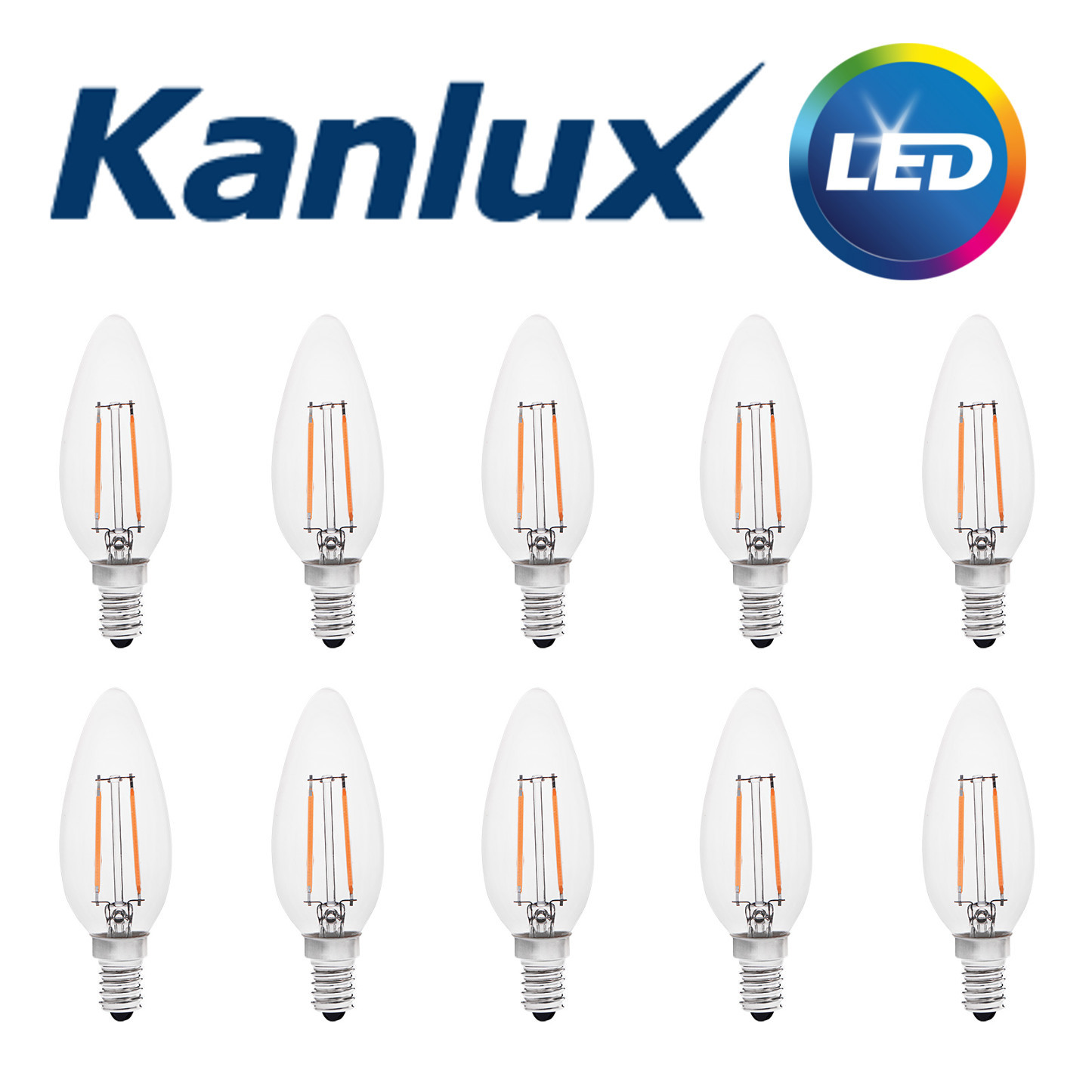 10x Kanlux Filamento LED 2w 200lm Vela Lámpara Bombilla 2700k 6500k E14 Ses 10x Kanlux Filamento LED 2w 200lm Vela Lámpara Bombilla 2700k 6500k E14 Ses