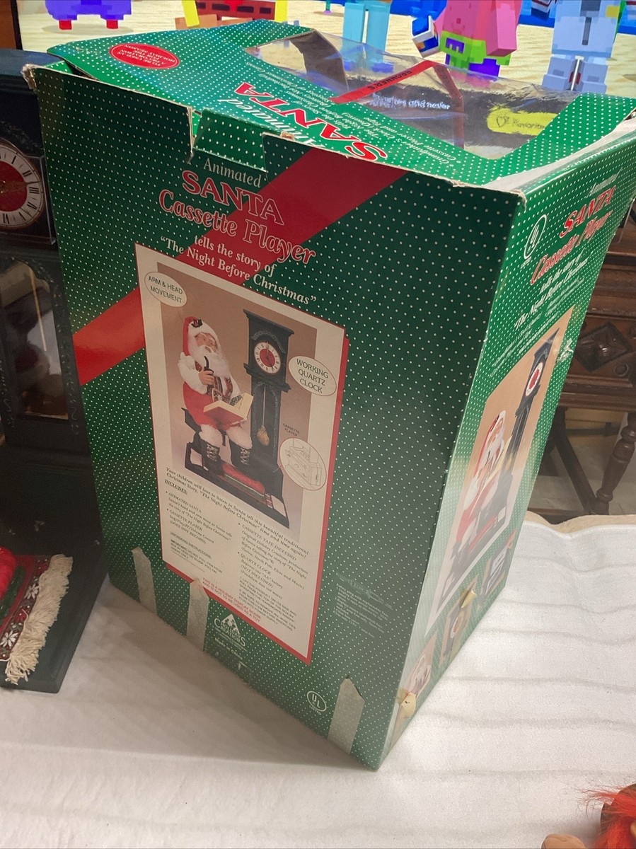 Vintage Holiday Creations Animated Reading Santa An Box | eBay
