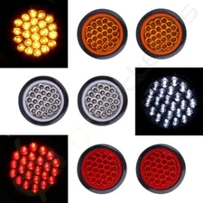 6pcs 4'' 24 LED Side Marker Trailer Clearance Tail Lamps Round White& Amber &Red