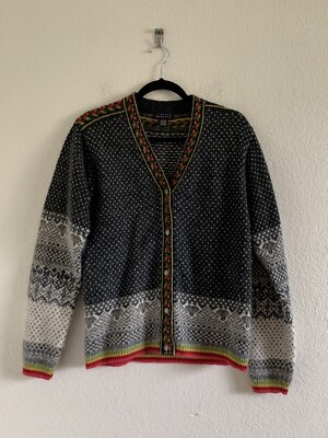 Limited Wool Angora Rabbit Hair Blend Button Up Contrast Print