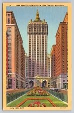1933 Park Avenue New York Central Building New York City New York Linen Postcard