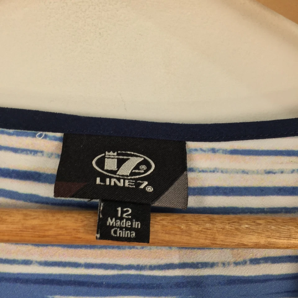 Line 7 женщин верхний размер 12 многоцветный в полоску 3/4 рукав круглый вырез 045328 - Изображение 3 из 4