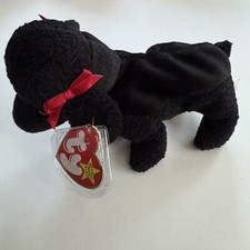 1997 TY Beanie Babies GiGi Retired Black Poodle Red Bows Mint MWMT 4/7/97