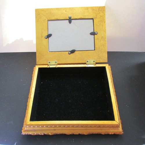 Golden wooden Storage Box with Picture Frame Sienna Black velvet inside - Picture 6 of 9