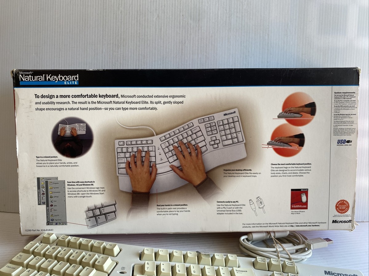VTG Microsoft Natural Keyboard ELITE 1998 X04-61840 Ps/2 USB