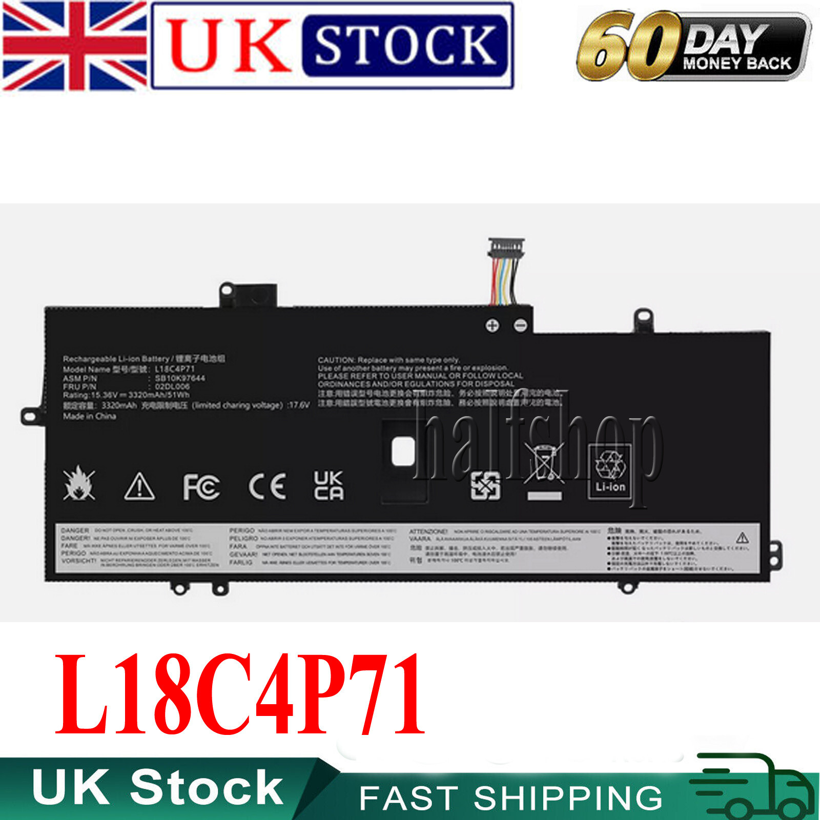 Battery for ThinkPad X1 Yoga 4th Gen  5th Gen /  ThinkPad X1 Carbon 7th Gen 8th