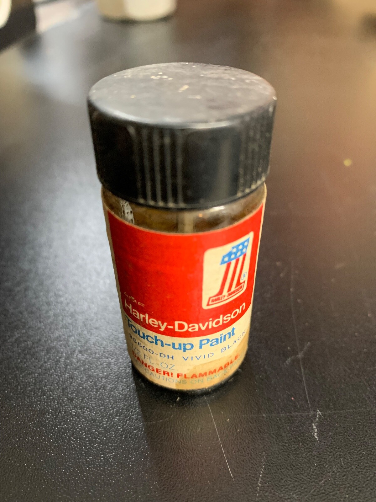 Vintage Harley Davidson Touch Up Paint Bottle 1/2 Oz black HD AMF