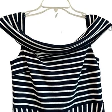 Banana Republic Women's Off the Shoulder Striped Midi Dress Black White Size 6