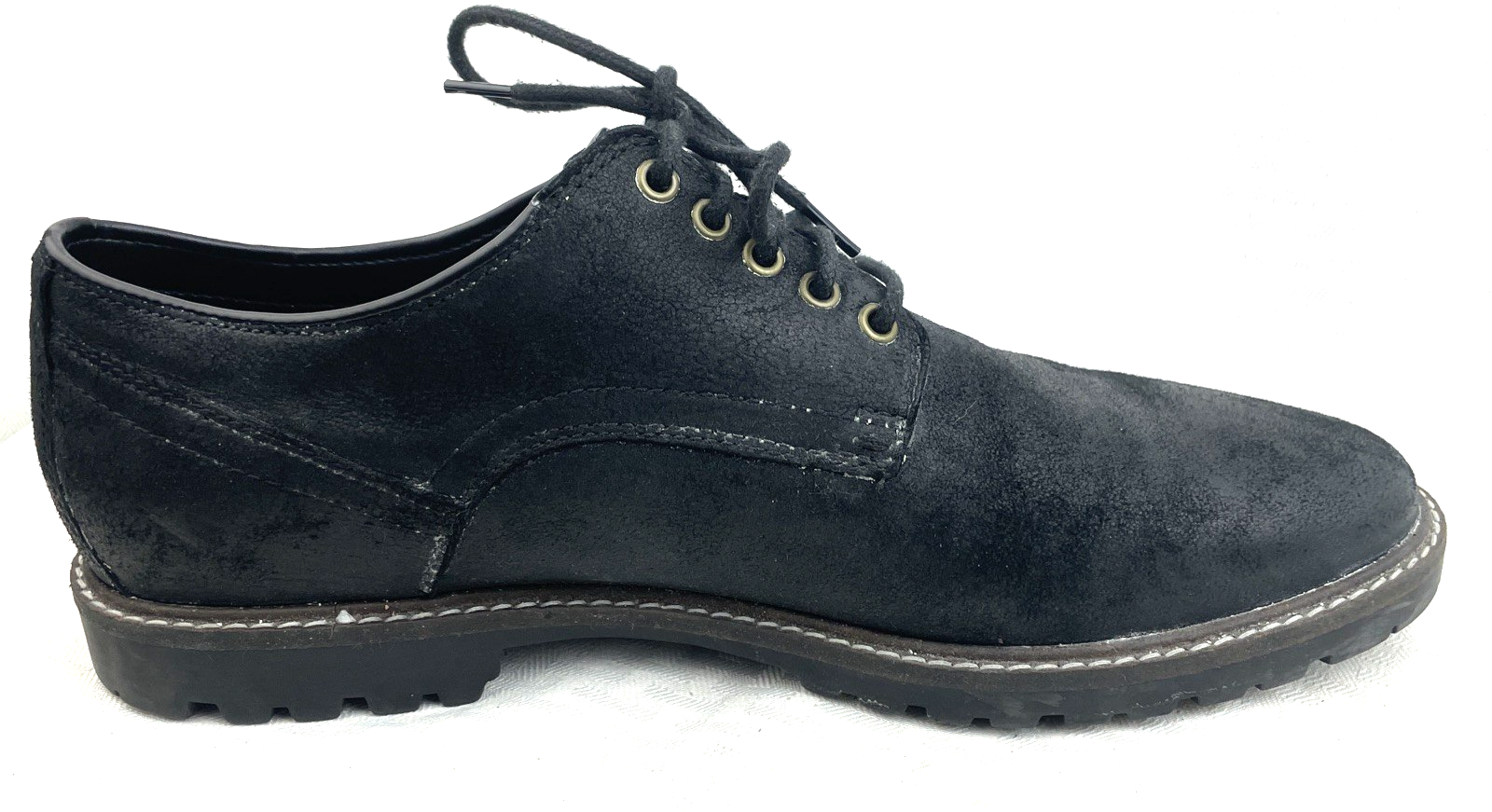 SAOLA Scarpe stringate derby Cole Haan da uomo taglia 9M Nathan nere scamosciate spazzolate C30072