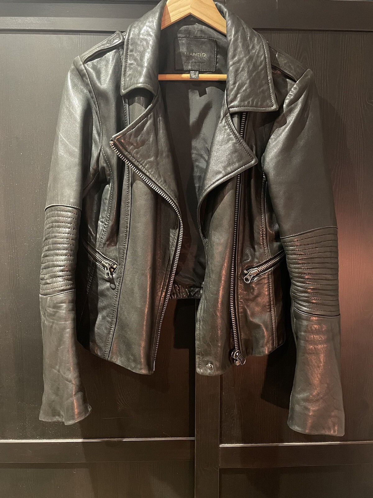Real Leather Jacket - Mango Brand, Women’s, Size Small image 3