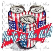 Sublimation Transfer Print Party In The USA Ready to Press Heat Transfer