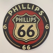 PHILLIPS 66 Round 8" Metal Sign Retro Wall Art Plaque