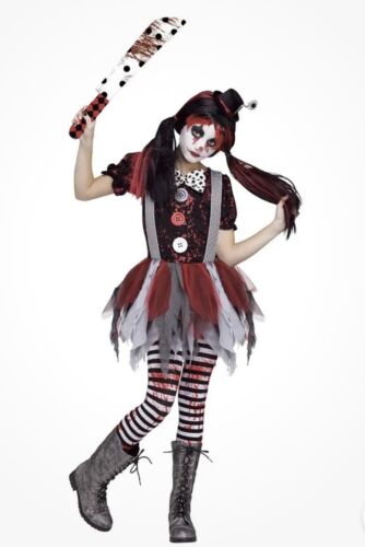 Killer Clown Tutu Dress Blood Spirit Halloween costume Kids Child M 8-10 Read - Afbeelding 1 van 5