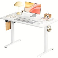 Electric Standing Desk - 40 x 24 inch Adjustable Sit to Stand Up Desk - White