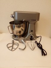 G E Silver Tone 7 Speed 350 Watts 120 V 3 Attachments Bowl Tilt Stand Mixer