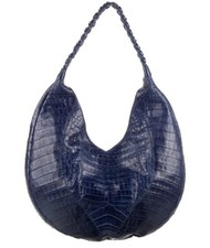 $4250 Nancy Gonzalez Blue Crocodile Large Shoulder Bag