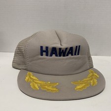 Vintage Hawaii Trucker Snapback Hat, GrayMesh Back, Embroidered Scrambled Eggs