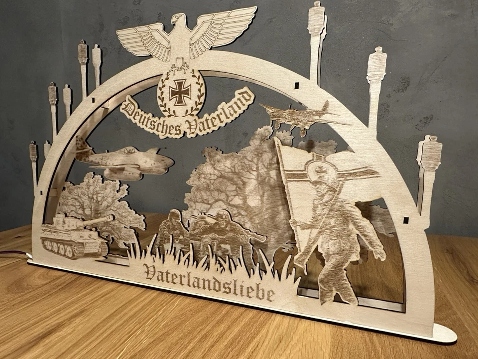 Lichterbogen LED USB Schwibbogen Deutschland Weihnachten Holz Vaterlandsliebe - Bild 3 von 4