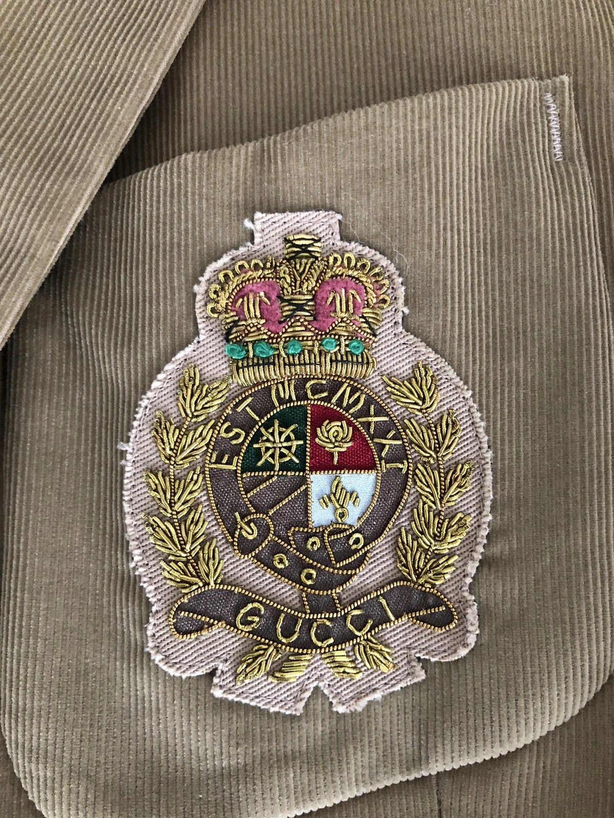 Blazer Giacca Gucci Designer Velluto a coste logo tascabile logo