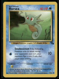 Pokemon Fossil #49/62 Horsea Common, Near Mint or Better